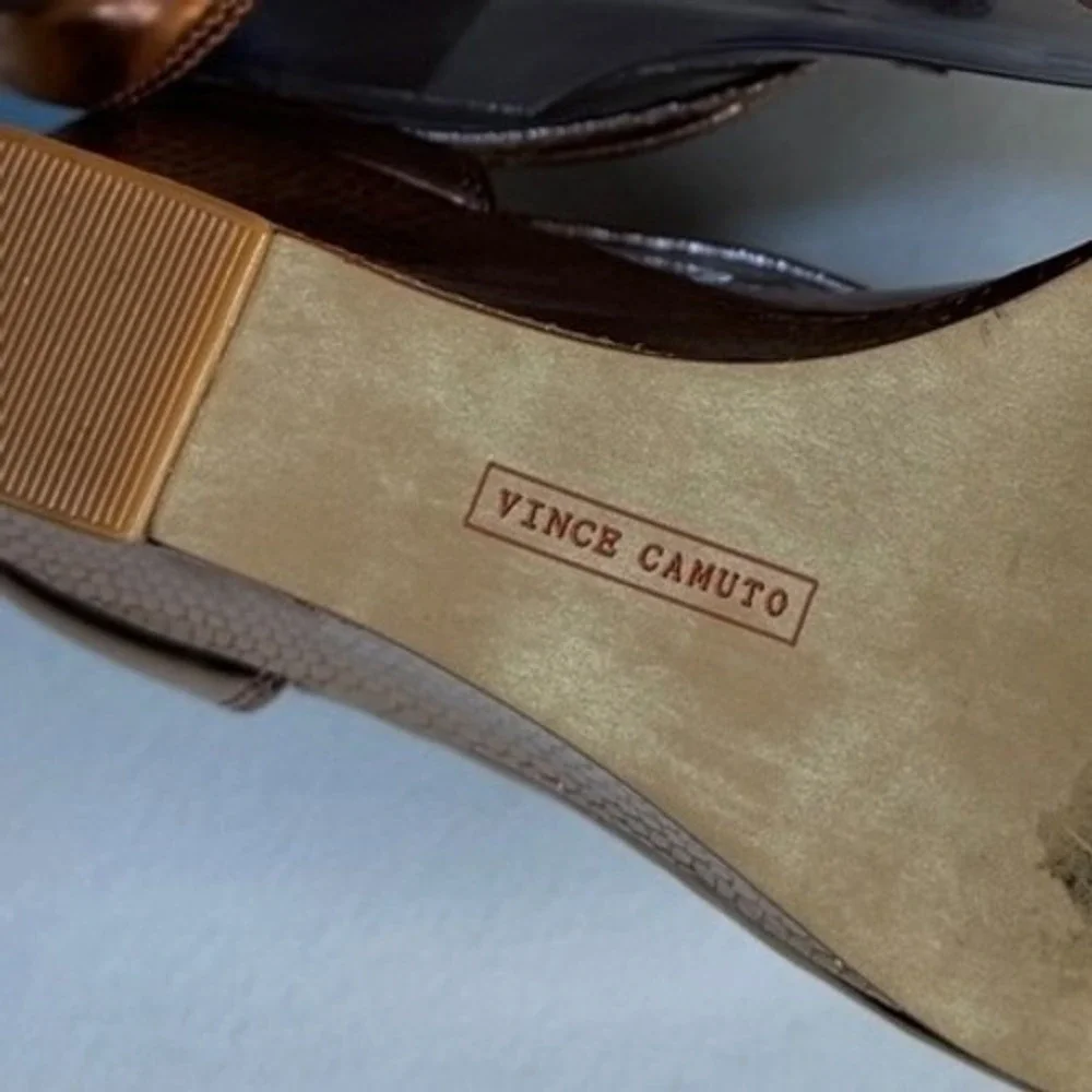 Vince Camuto 8W Rose Gold‎ Wedge Sandals Crystal Rhinestone Embellished Glam